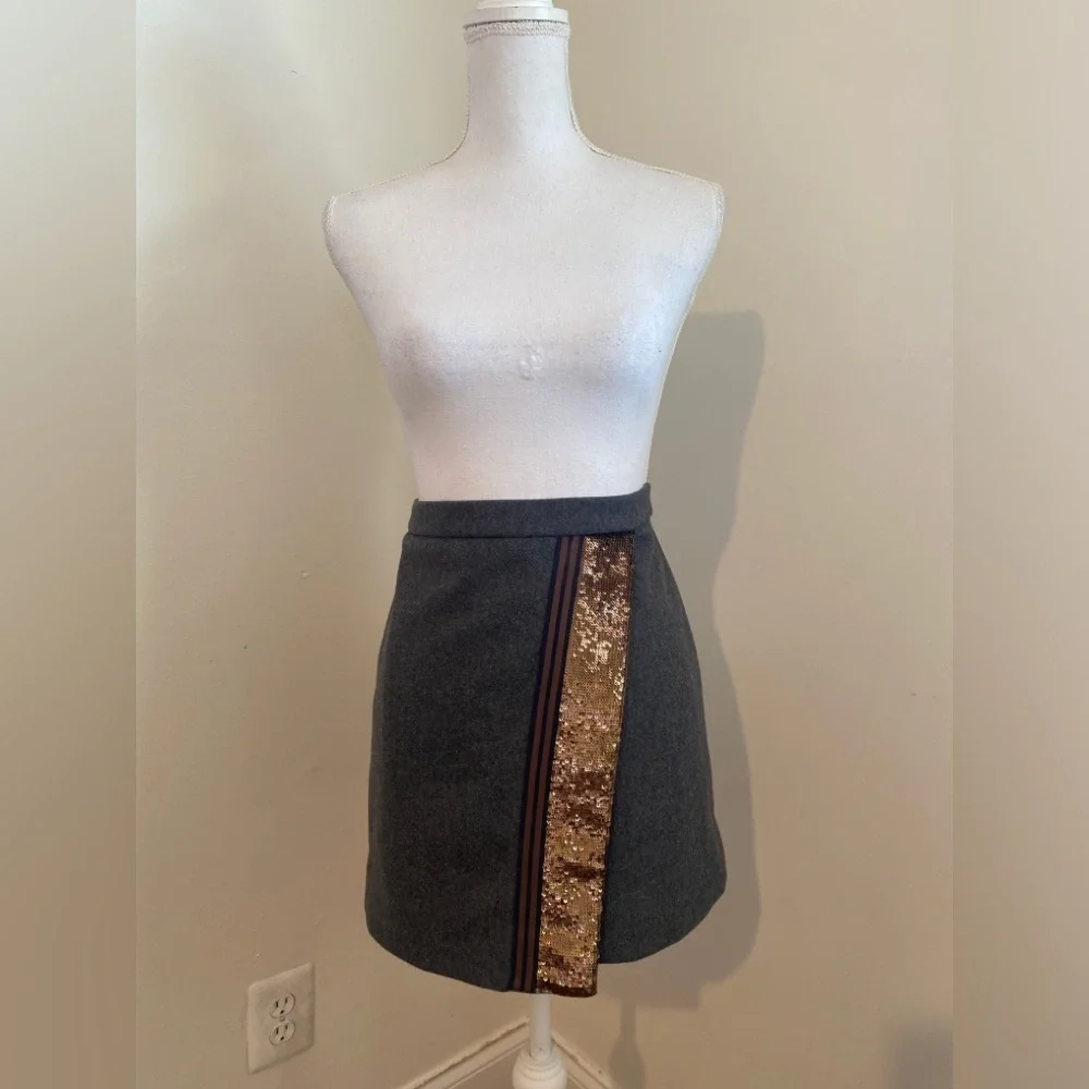 J. Crew wool Blend Origami Skirt Mini Sequins Women's Size 6